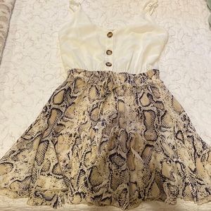 white and snake print dress